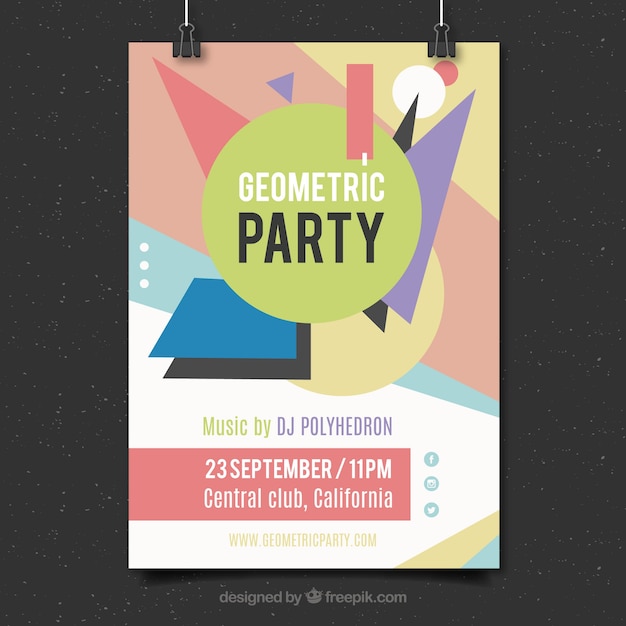 Party poster with circles and triangles