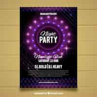 Free vector party poster with circular neon lights