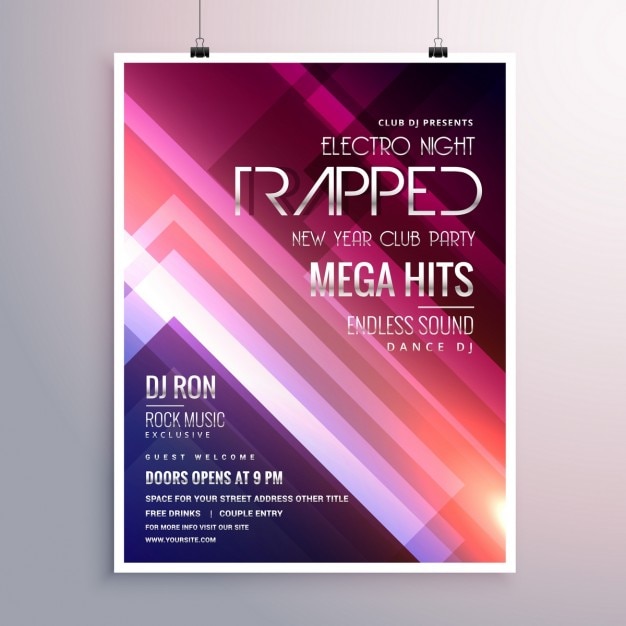Free vector party poster with futuristic lines