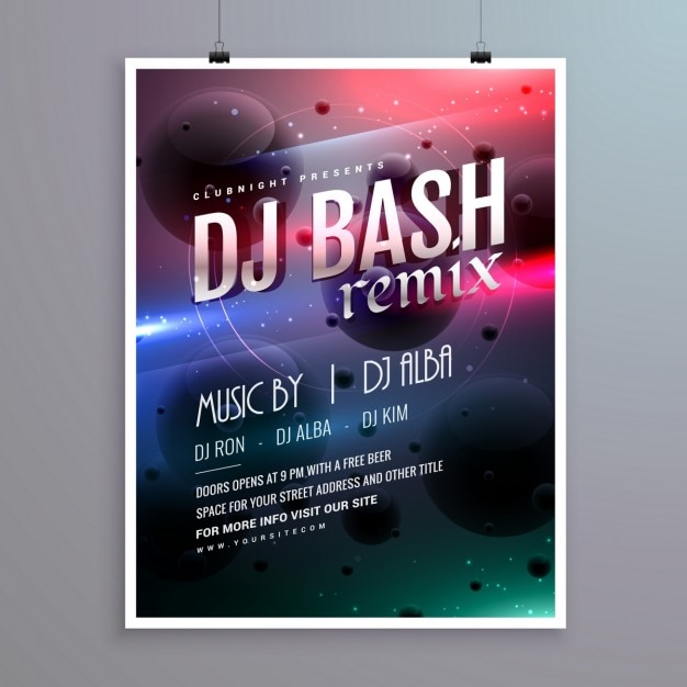 Free vector party poster with galactic elements