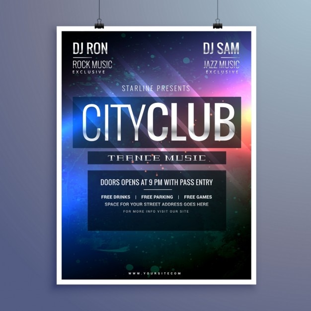 Free vector party poster with lights