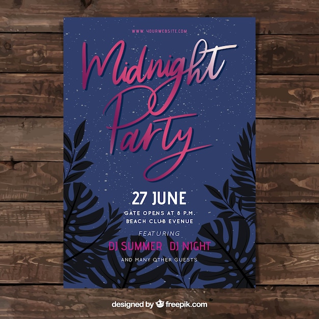 Free vector party poster with summer plants