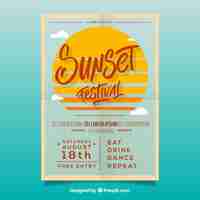 Free vector party poster with sun and clouds