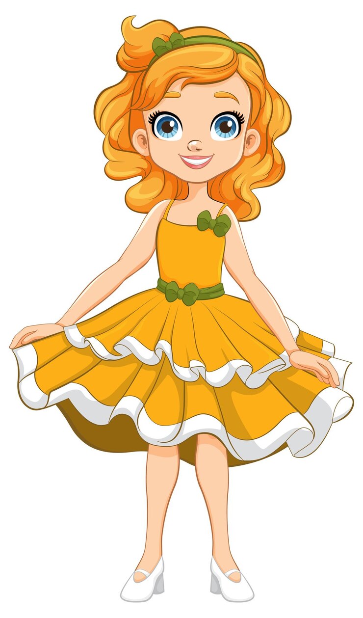 Free Vector party princess a vector cartoon character in a girl39s dress