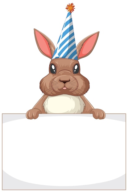 Party rabbit holding banner template