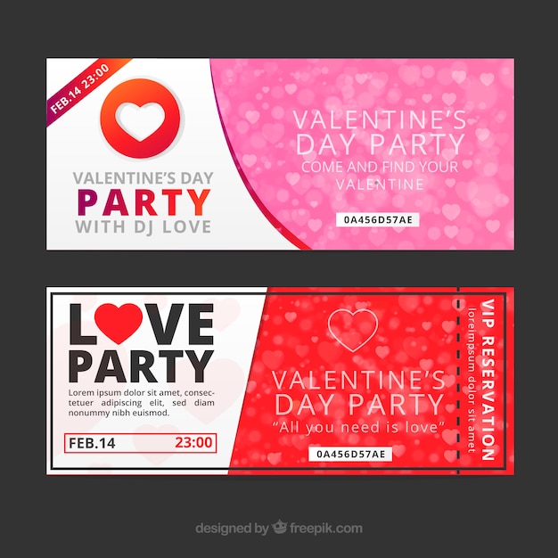 Vettore gratuito partito valentine day banners