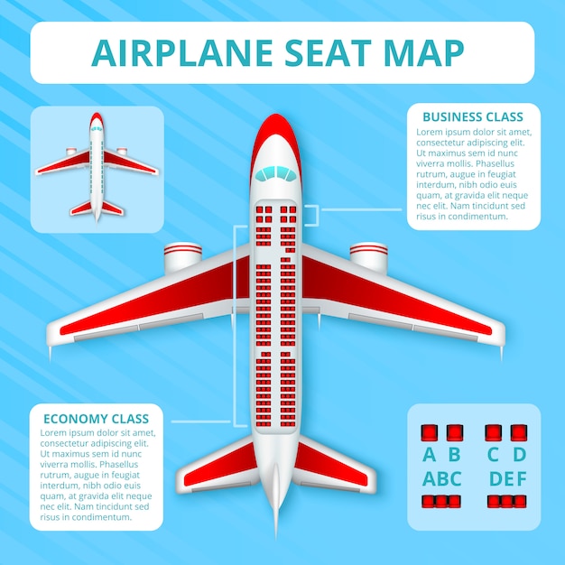 Free vector passenger airplane seat map realistic top view