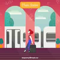 Free vector passenger background at the train station