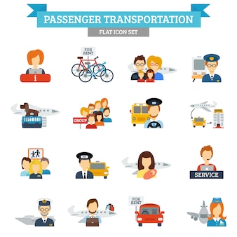 Passenger transportation icon flat