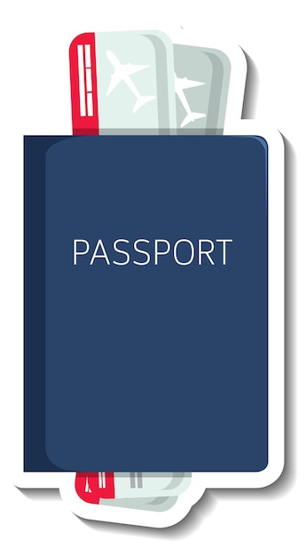 Free vector passport with tickets cartoon sticker