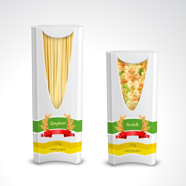 Free vector pasta package realistic set