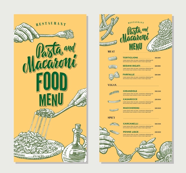 Pasta restaurant food menu vintage template