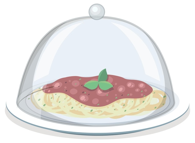 Free vector pasta with simple tomato sauce with glass cover on white backgro