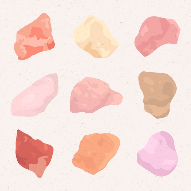 Free vector pastel abstract stone shape, sticker vector set