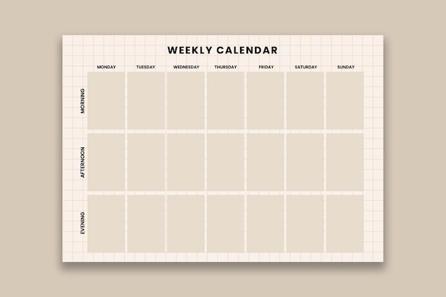 Free vector pastel aesthetic morning, afternoon and evening weekly calendar