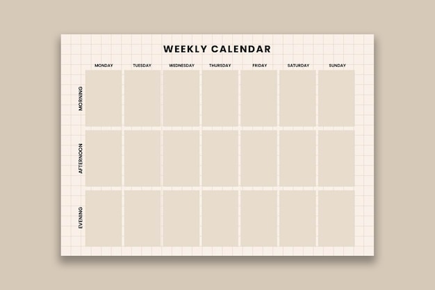 Pastel aesthetic morning, afternoon and evening weekly calendar