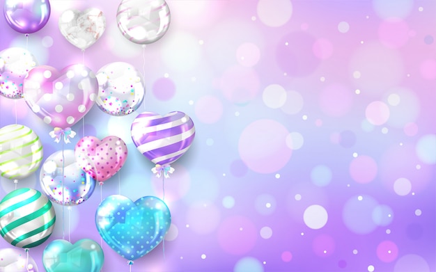 Free vector pastel balloons on bokeh background with copy space