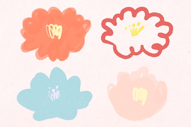 Free vector pastel blooming flower vector floral illustration set