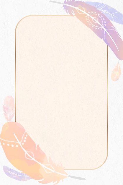 Free vector pastel boho feather frame vector