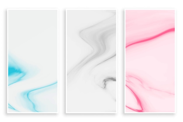 Pastel color abstract marble texture banners set