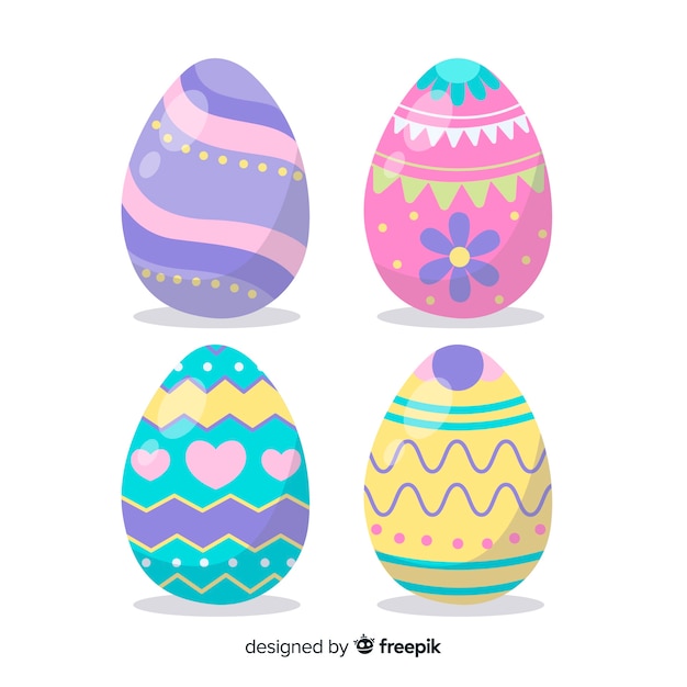 Free vector pastel color easter egg collection