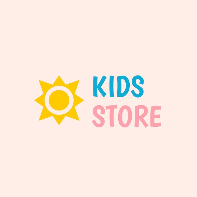 Pastel color kids clothing store logo template