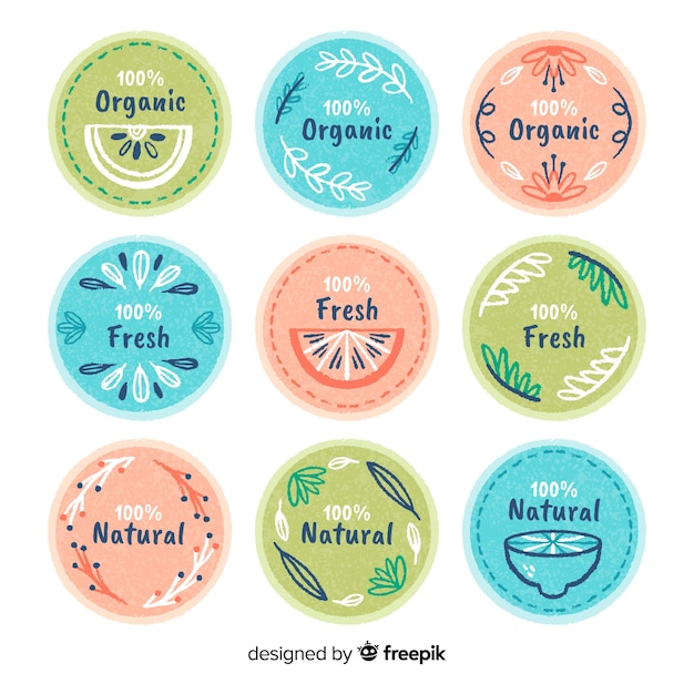 Pastel color organic food label collection