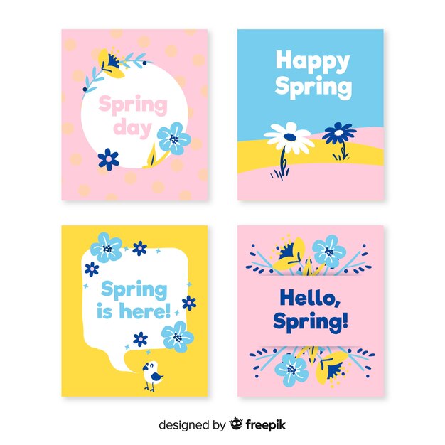 Pastel color spring card set