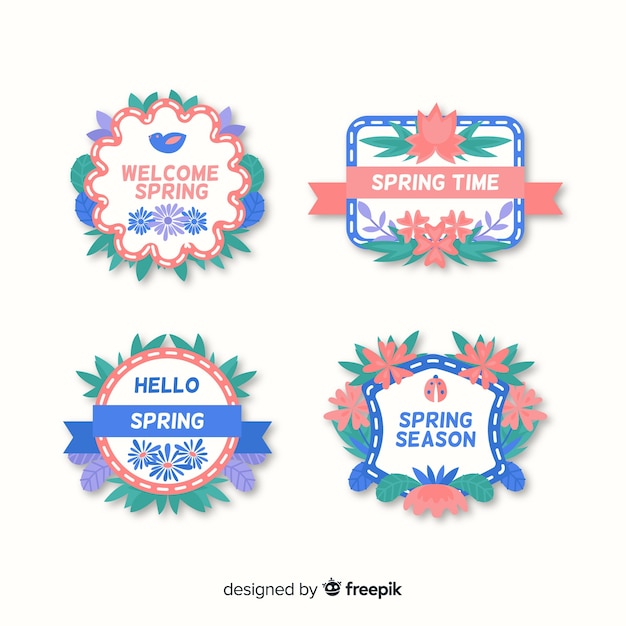 Free vector pastel color spring label set