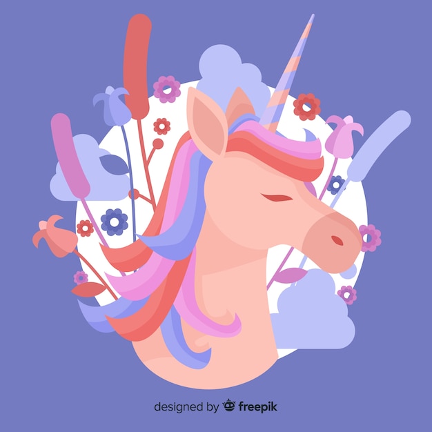 Pastel color unicorn background flat design