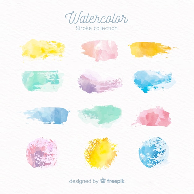 Pastel color watercolor stains collection