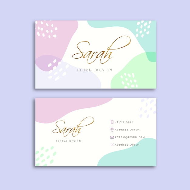 Pastel-colored business card template with different shapes