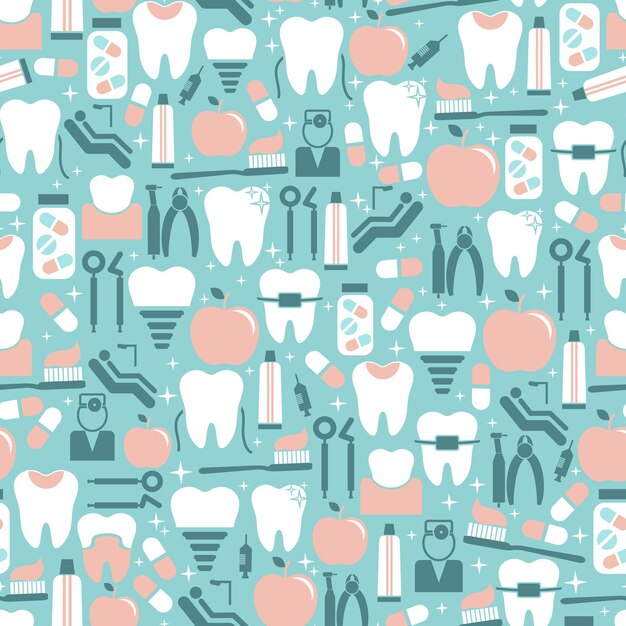 Pastel Colored Dental Care seamless pattern