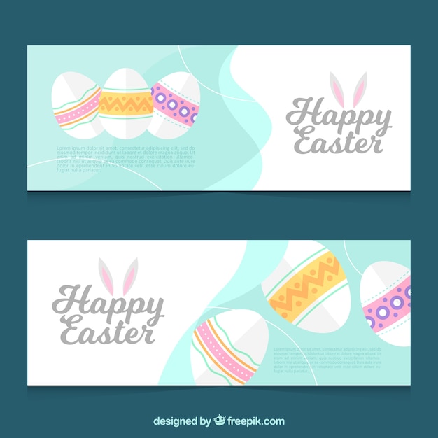 Free vector pastel colored easter egg banners