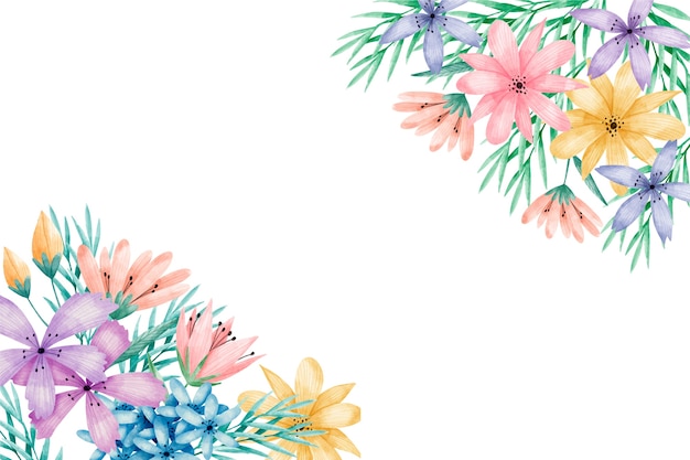 Pastel colors watercolor flowers background