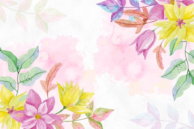 Pastel colors watercolor flowers background