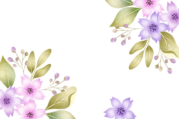 Pastel colors watercolor flowers background