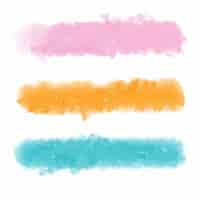 Free vector pastel coloured hand painted watercolour brush strokes