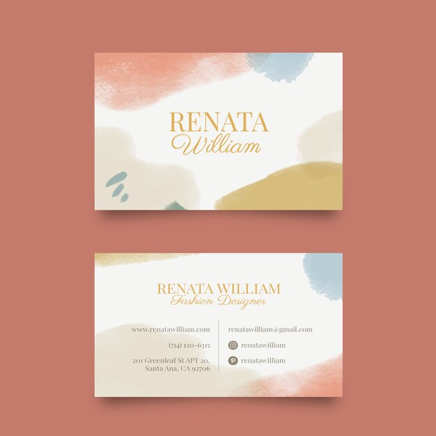 Pastel colours and stains business card