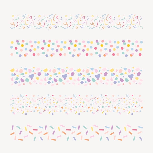 Free vector pastel doodle brush illustrator vector confetti seamless set