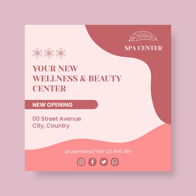 Free vector pastel floral pink spa instagram post