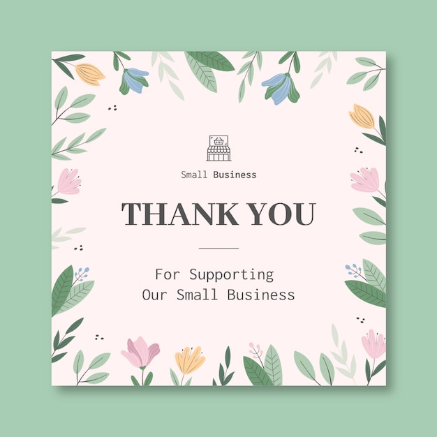 Free vector pastel floral thank you instagram post template