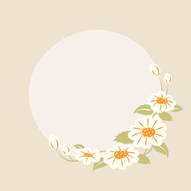 Pastel flower frame, vector, cute illustration