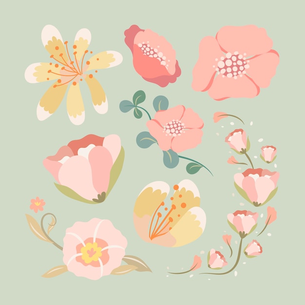 Pastel flower, spring clipart cute vector illustration