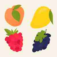 Free vector pastel fruit sticker collection