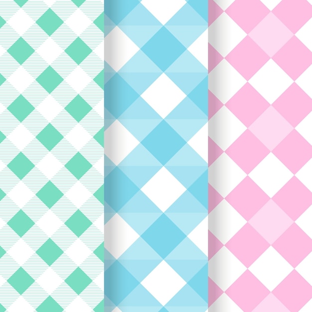 Free vector pastel gingham pattern collection