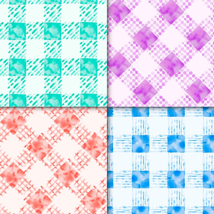 Free Vector pastel gingham pattern collection