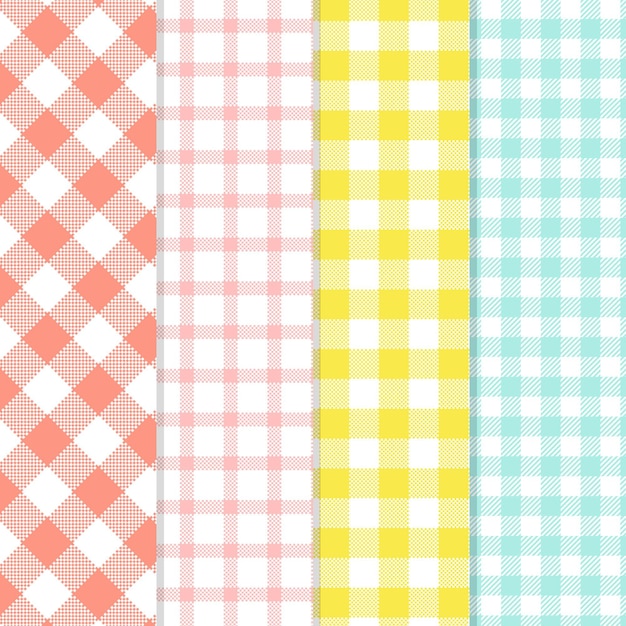 Free vector pastel gingham pattern collection