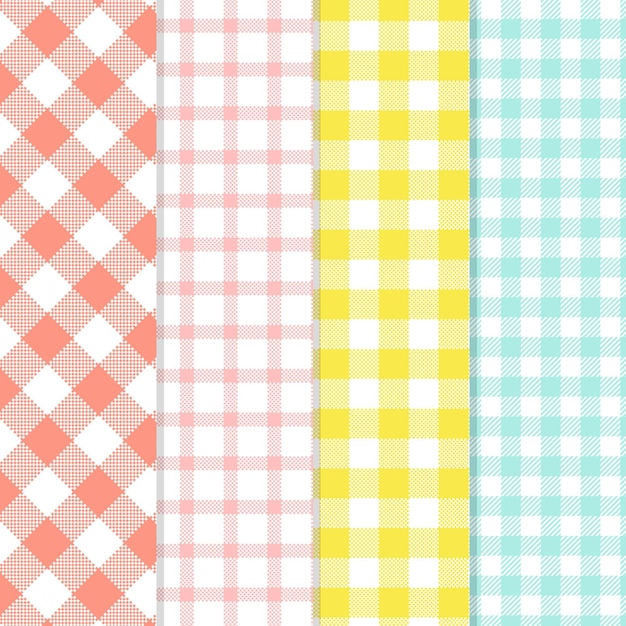 Free vector pastel gingham pattern collection