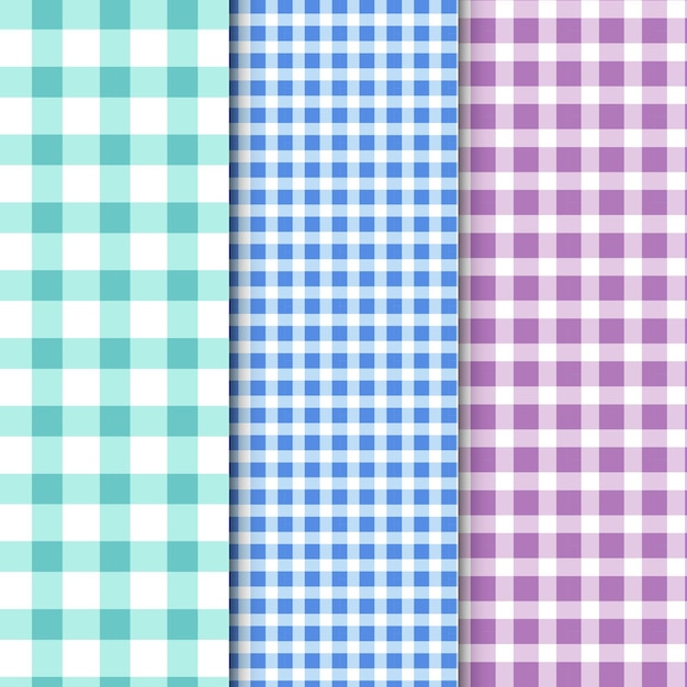 Free vector pastel gingham pattern collection